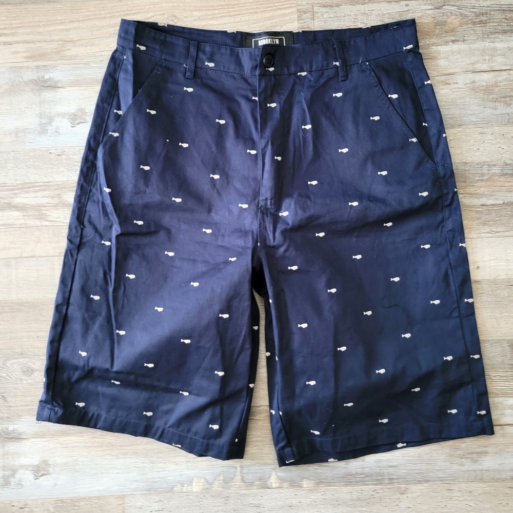 Brooklyn Xpress Navy Cotton Chino Shorts Size 36
